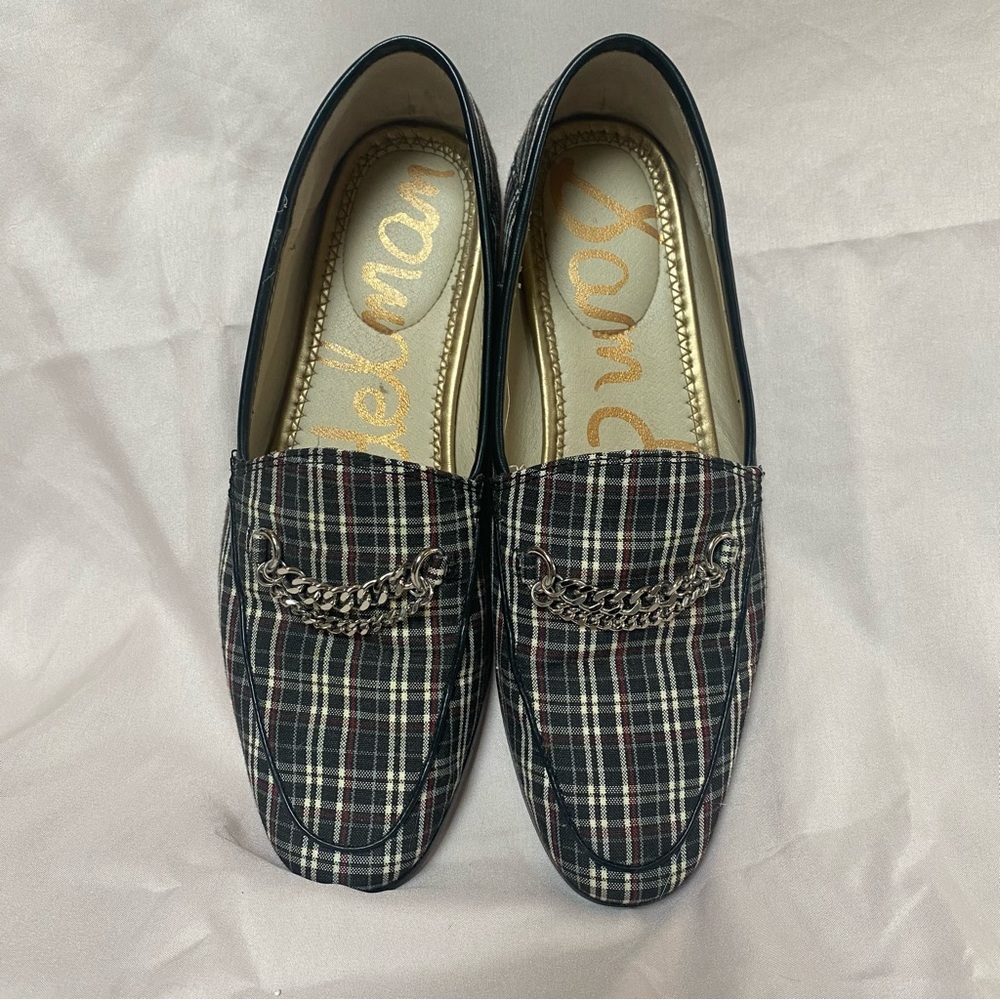 Sam Edelman LORENZO Plaid Loafers with Chain Women's Size US 8.5 Dark Academia - Picture 2 of 7